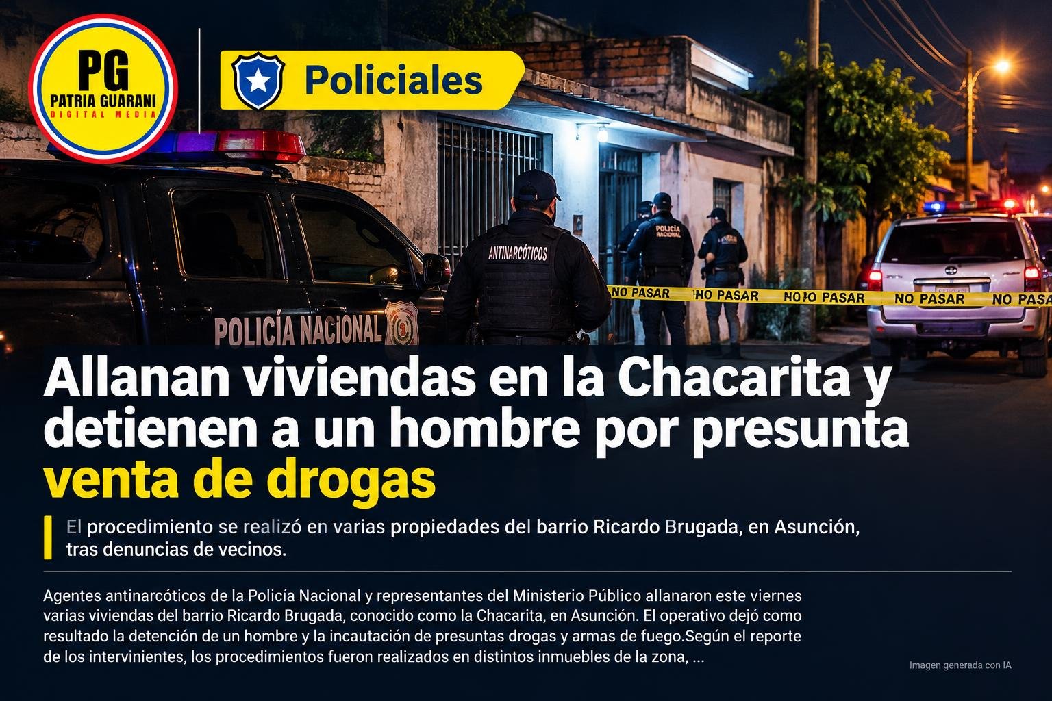 Allanan viviendas en la Chacarita y detienen a un hombre por presunta venta de drogas