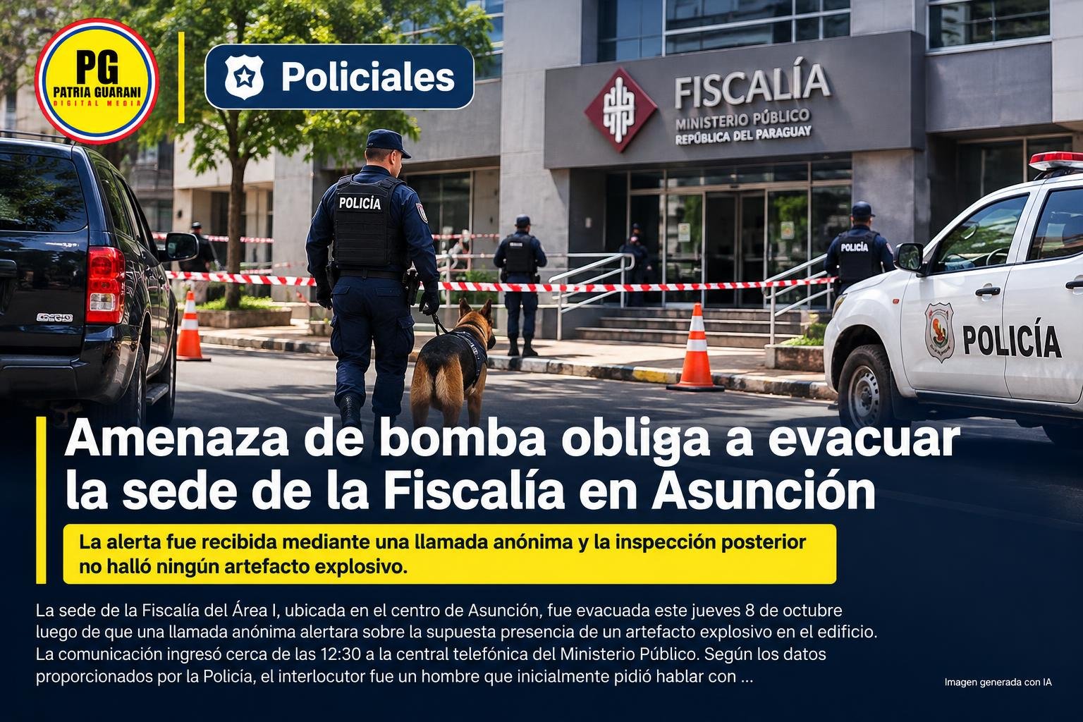 Amenaza de bomba obliga a evacuar la sede de la Fiscalía en Asunción