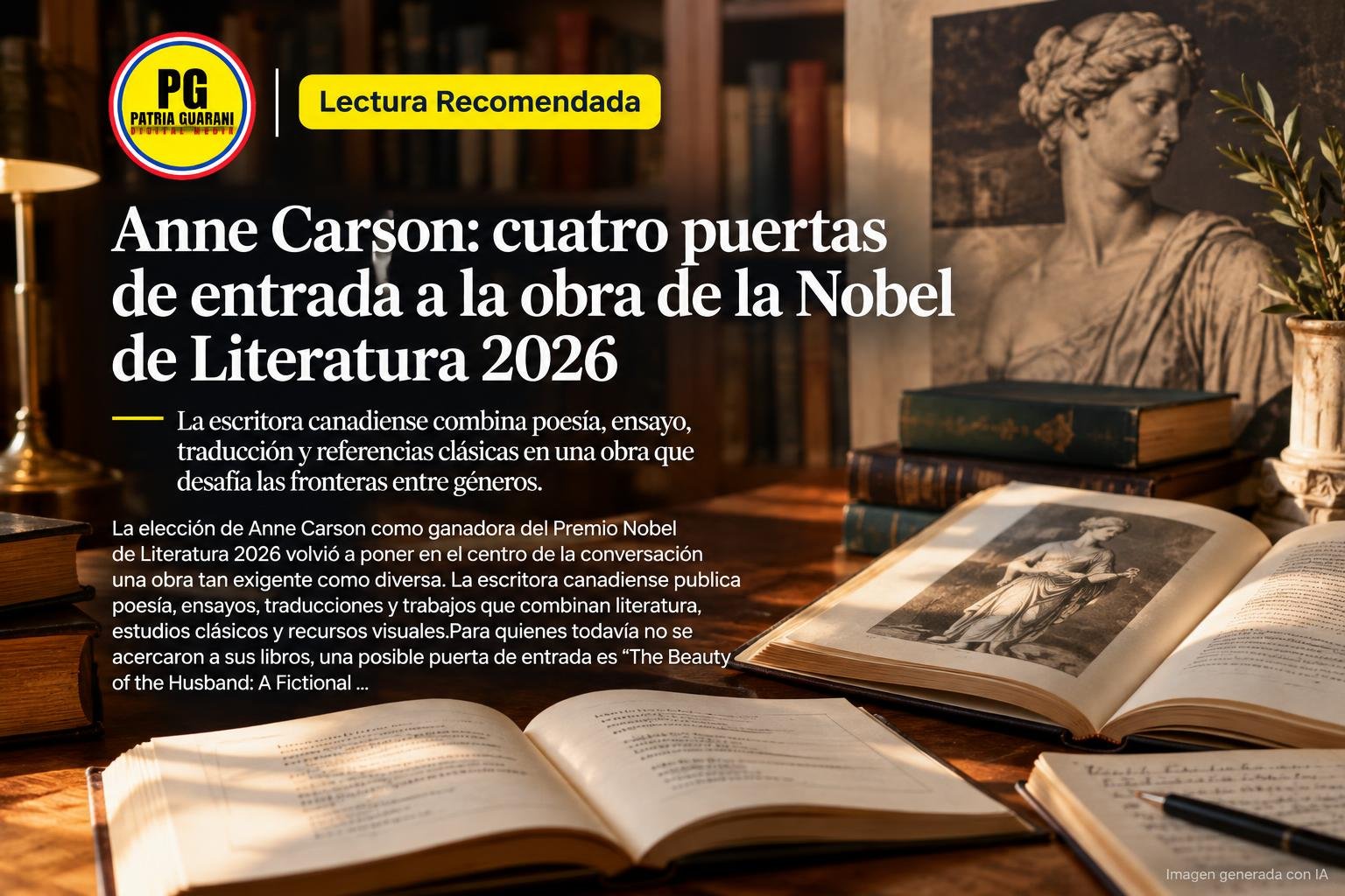 Anne Carson: cuatro puertas de entrada a la obra de la Nobel de Literatura 2026