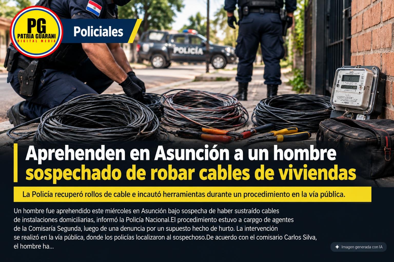 Aprehenden en Asunción a un hombre sospechado de robar cables de viviendas