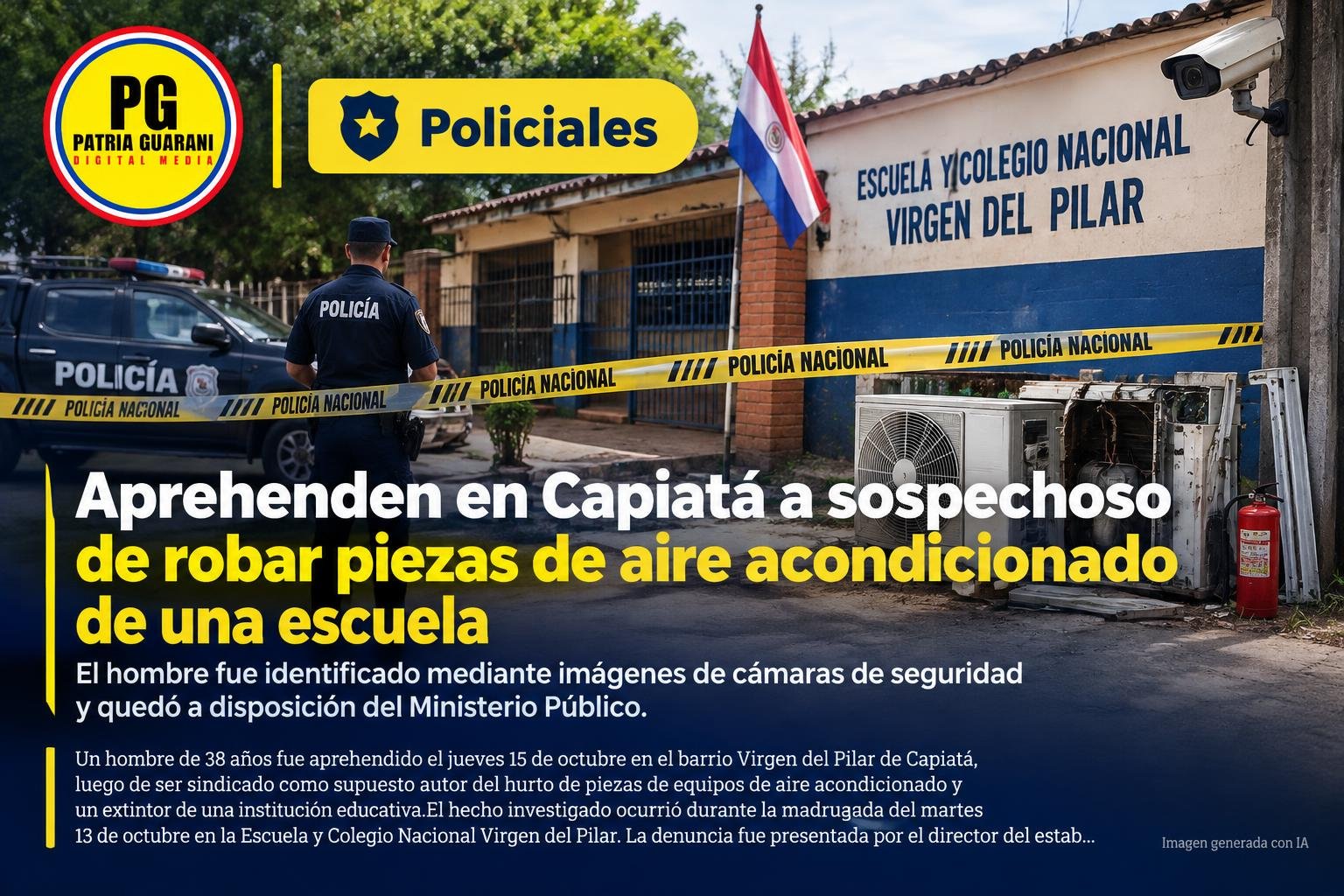 Aprehenden en Capiatá a sospechoso de robar piezas de aire acondicionado de una escuela