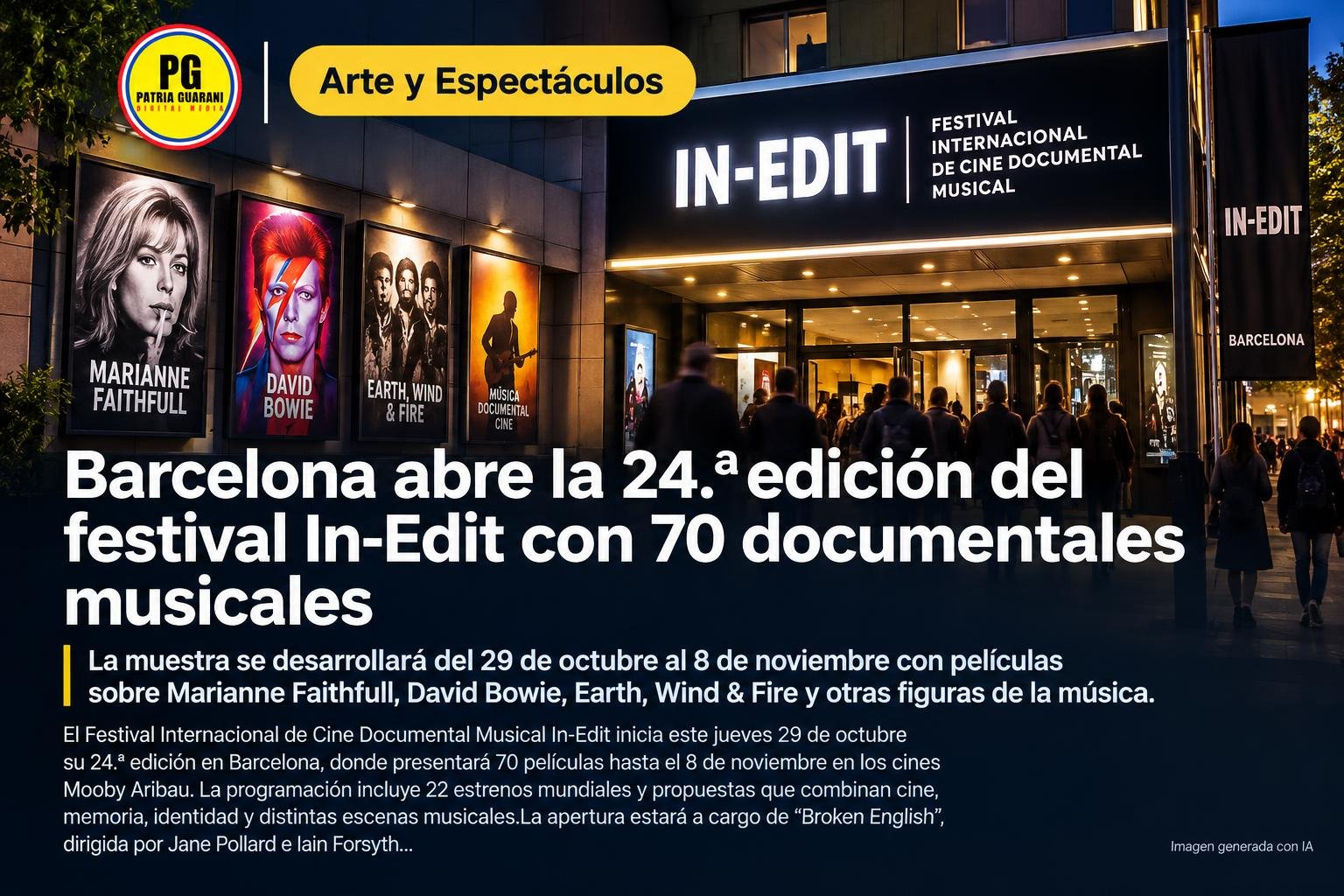 Barcelona abre la 24.ª edición del festival In-Edit con 70 documentales musicales