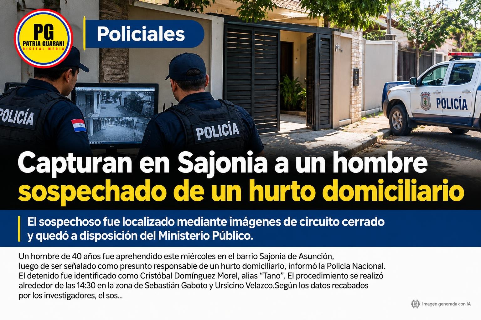 Capturan en Sajonia a un hombre sospechado de un hurto domiciliario
