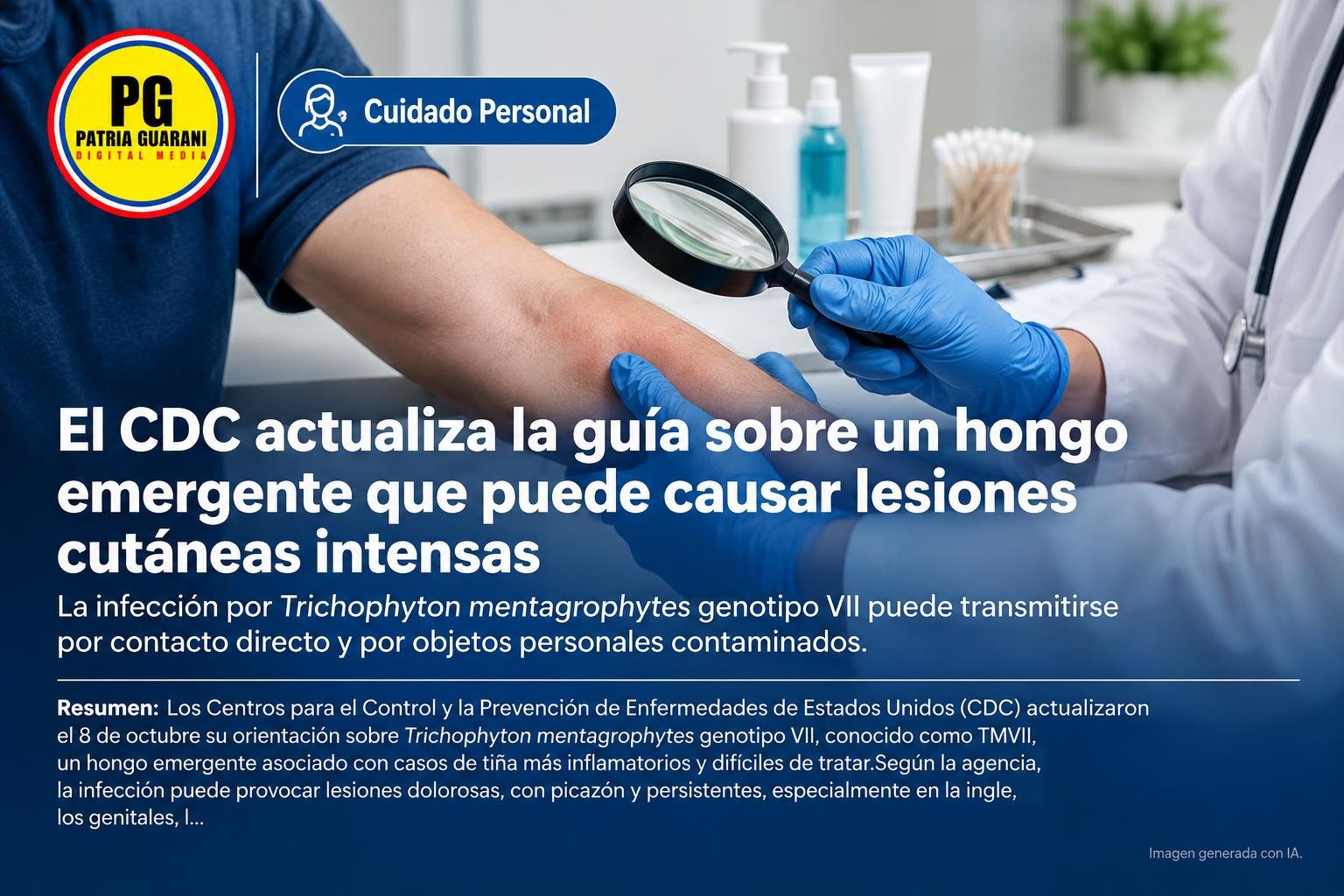 El CDC actualiza la guía sobre un hongo emergente que puede causar lesiones cutáneas intensas