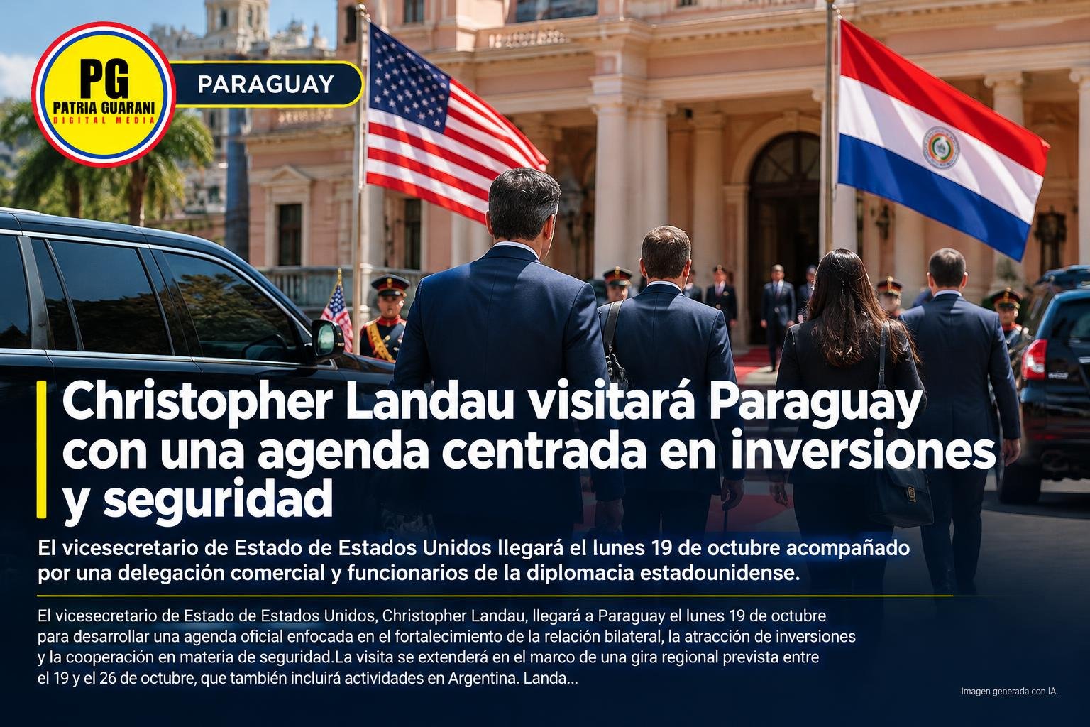 Christopher Landau visitará Paraguay con una agenda centrada en inversiones y seguridad