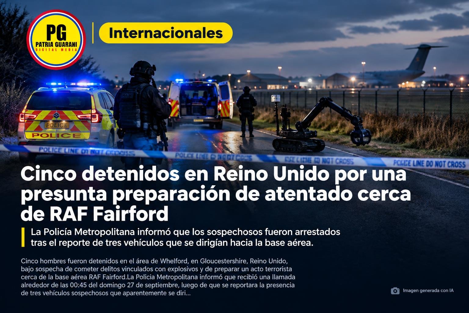 Cinco detenidos en Reino Unido por una presunta preparación de atentado cerca de RAF Fairford