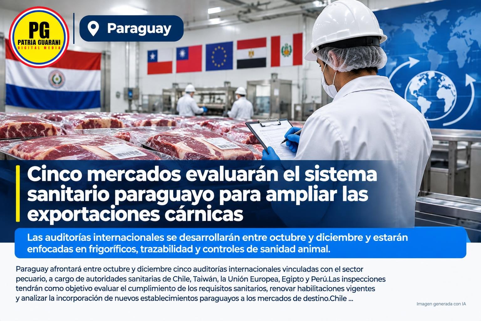 Cinco mercados evaluarán el sistema sanitario paraguayo para ampliar las exportaciones cárnicas