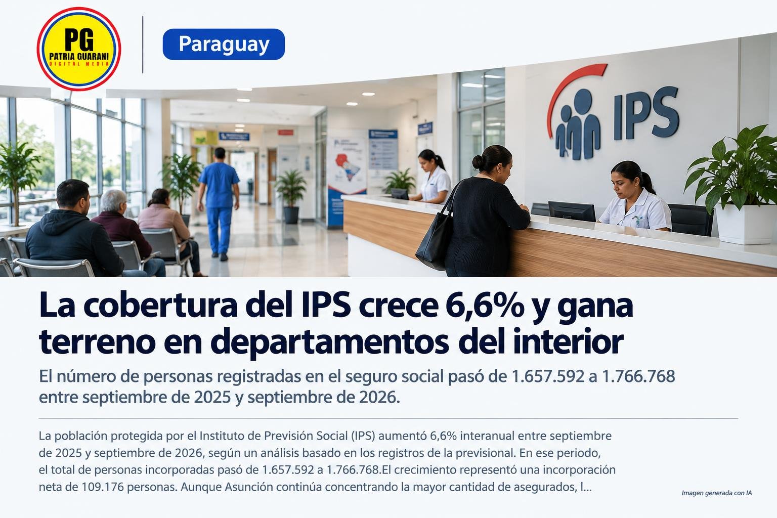 La cobertura del IPS crece 6,6% y gana terreno en departamentos del interior