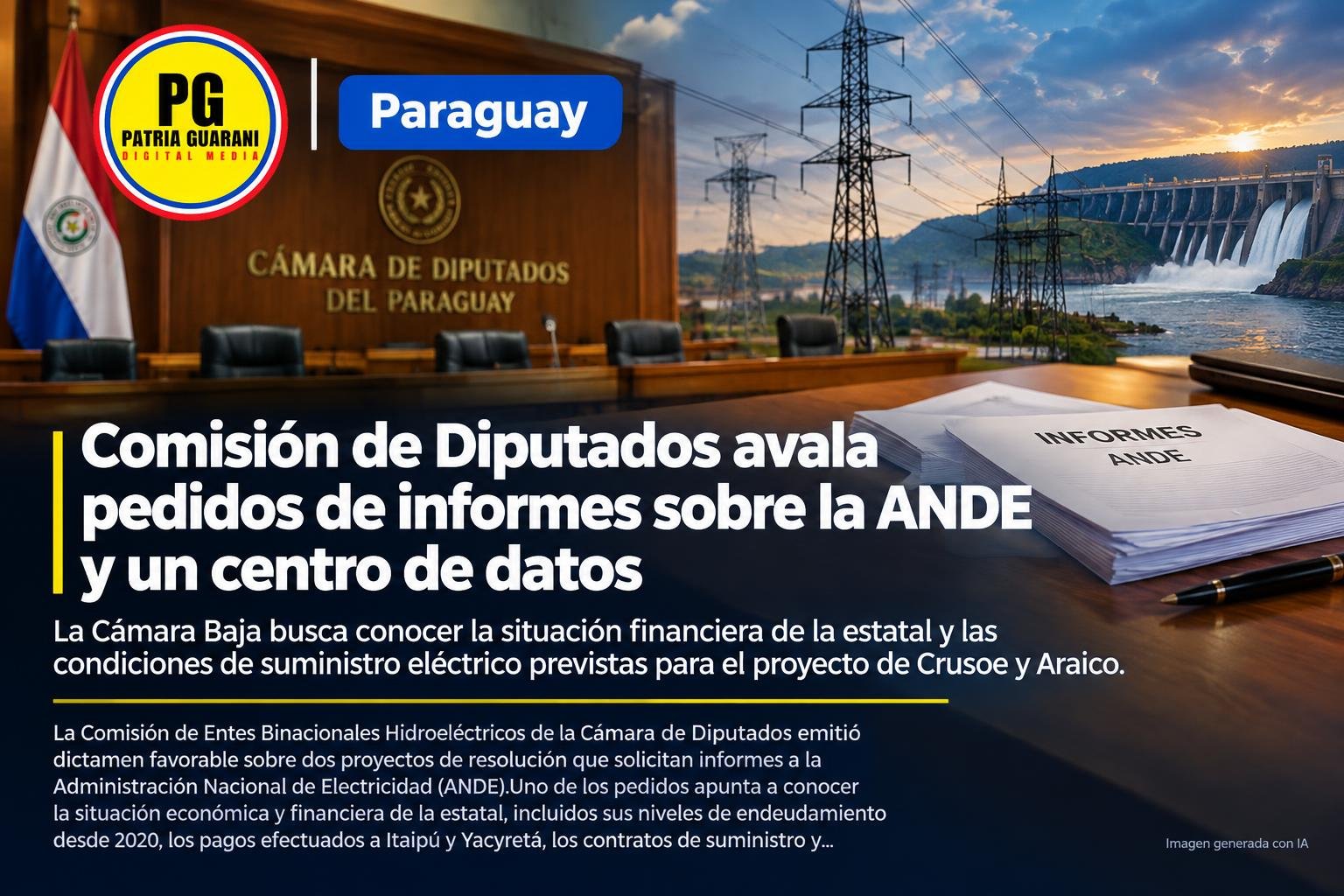 Comisión de Diputados avala pedidos de informes sobre la ANDE y un centro de datos