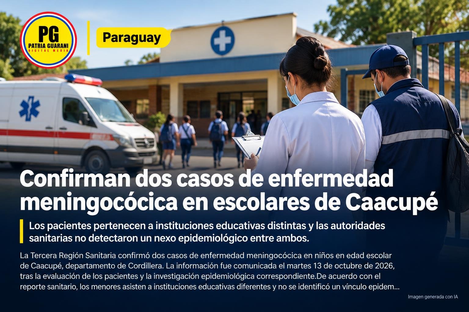 Confirman dos casos de enfermedad meningocócica en escolares de Caacupé