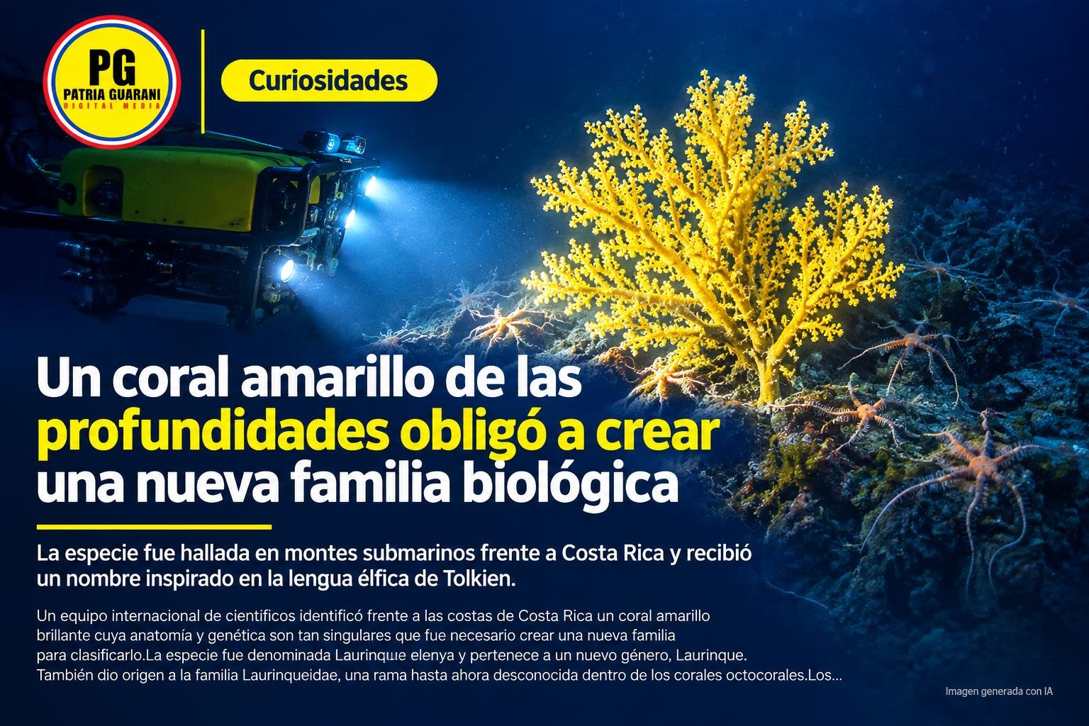 Un coral amarillo de las profundidades obligó a crear una nueva familia biológica