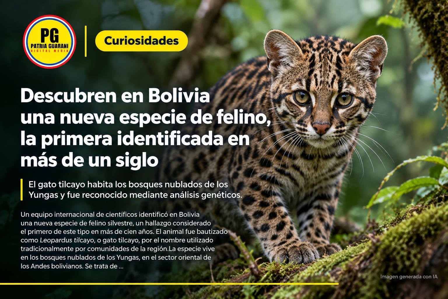 Descubren en Bolivia una nueva especie de felino, la primera identificada en más de un siglo