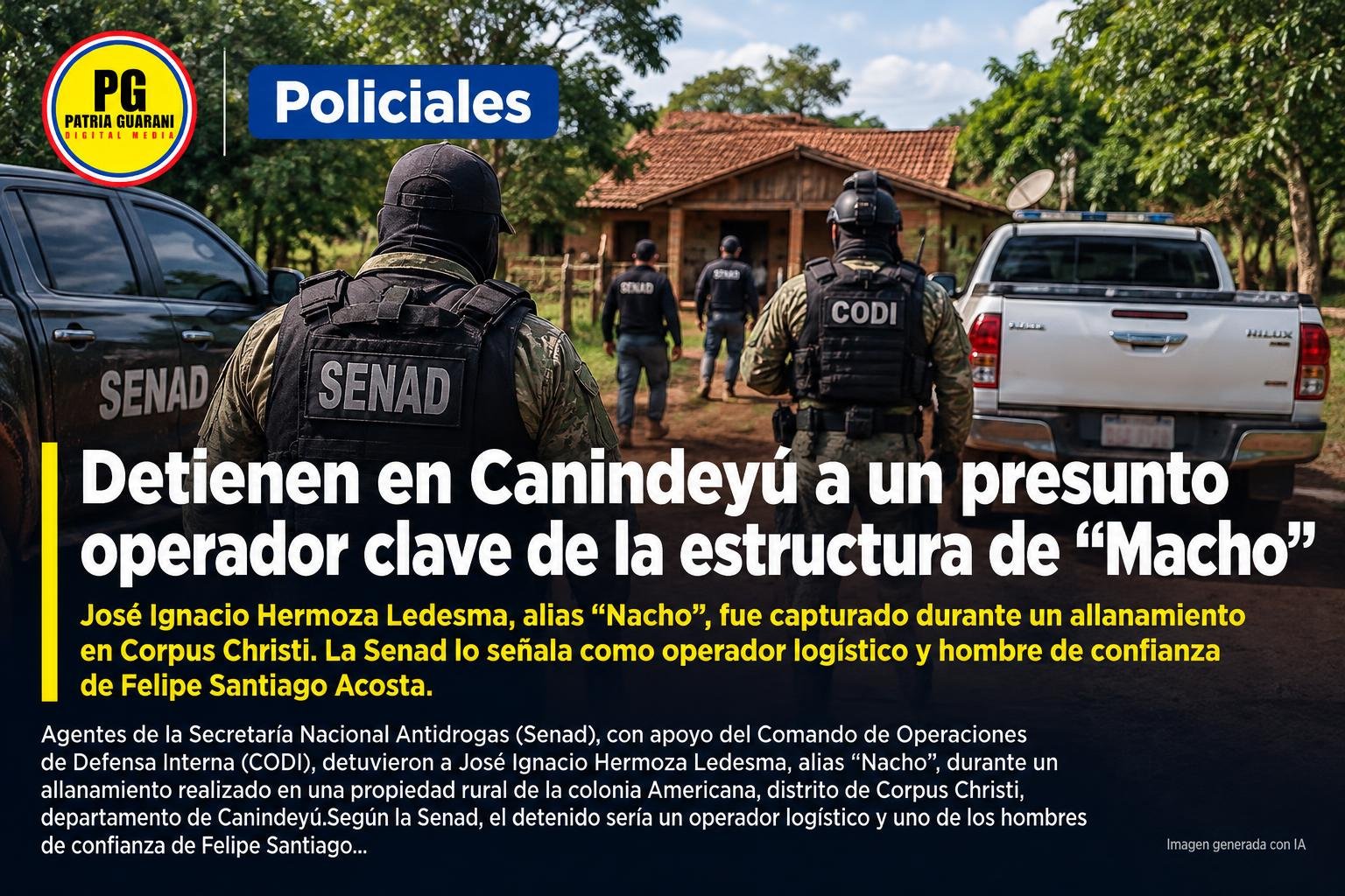 Detienen en Canindeyú a un presunto operador clave de la estructura de “Macho”