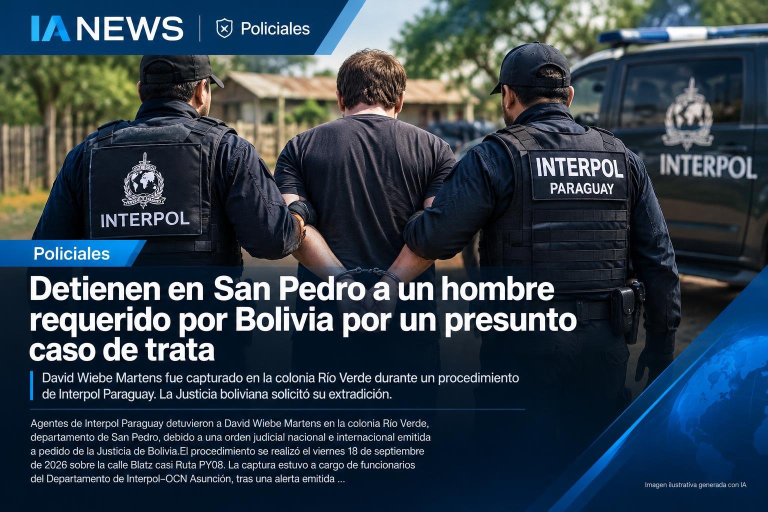 Detienen en San Pedro a un hombre requerido por Bolivia por un presunto caso de trata
