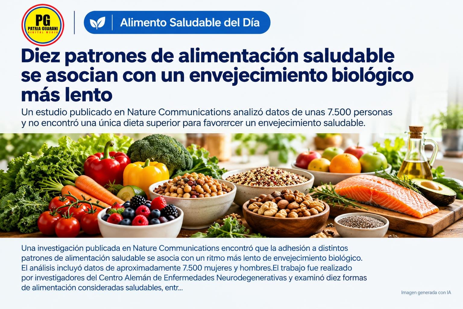 Diez patrones de alimentación saludable se asocian con un envejecimiento biológico más lento
