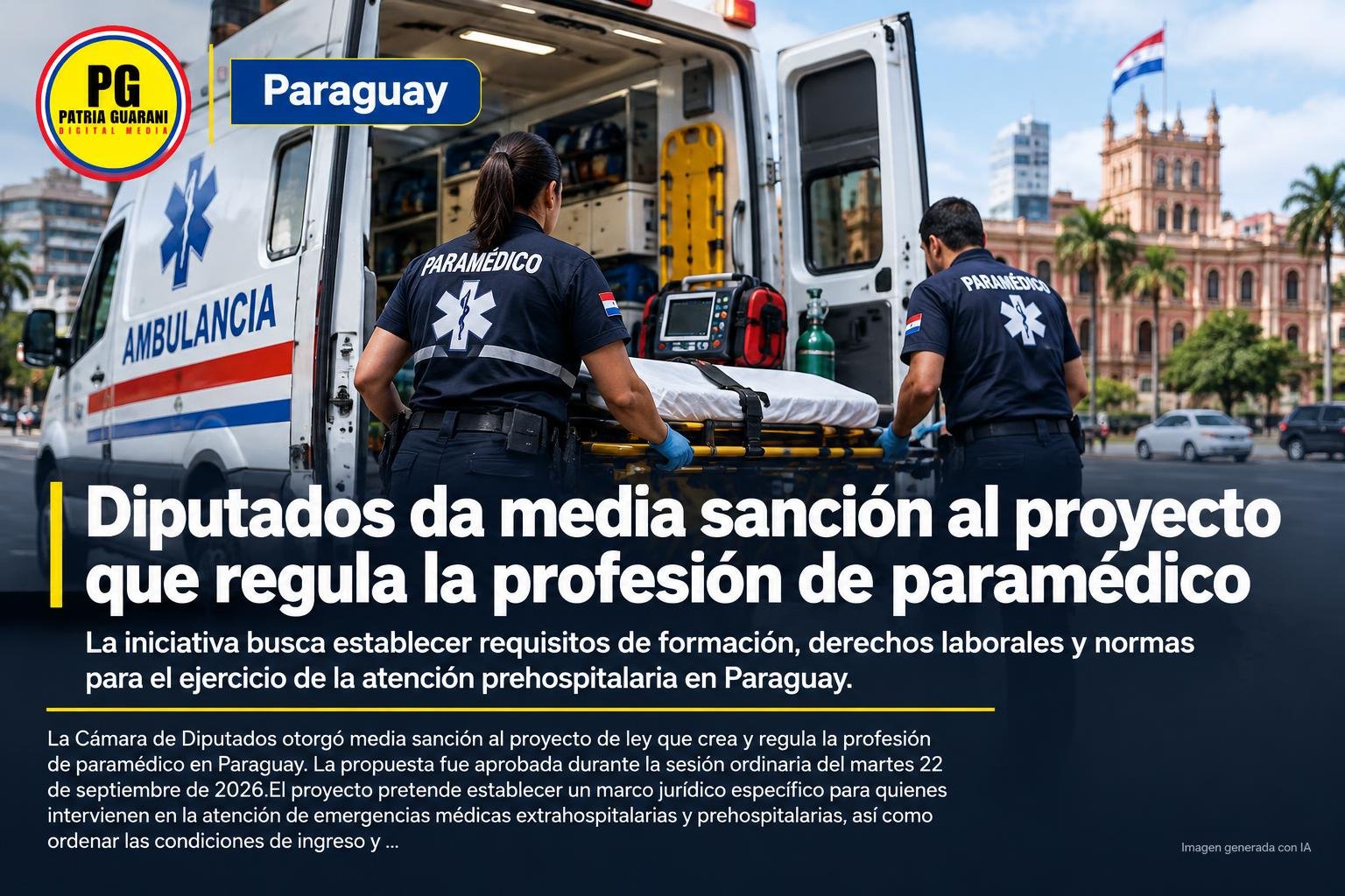 Diputados da media sanción al proyecto que regula la profesión de paramédico