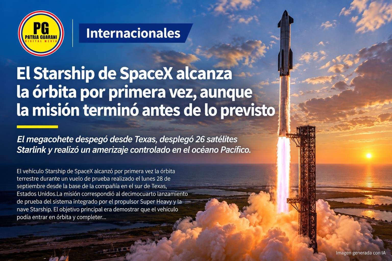 El Starship de SpaceX alcanza la órbita por primera vez, aunque la misión terminó antes de lo previsto