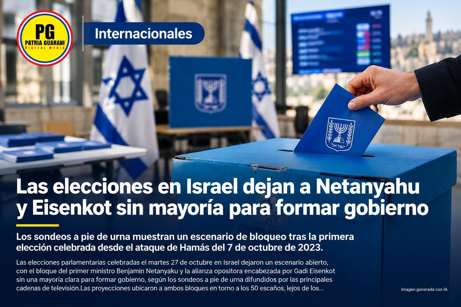 Las elecciones en Israel dejan a Netanyahu y Eisenkot sin mayoría para formar gobierno