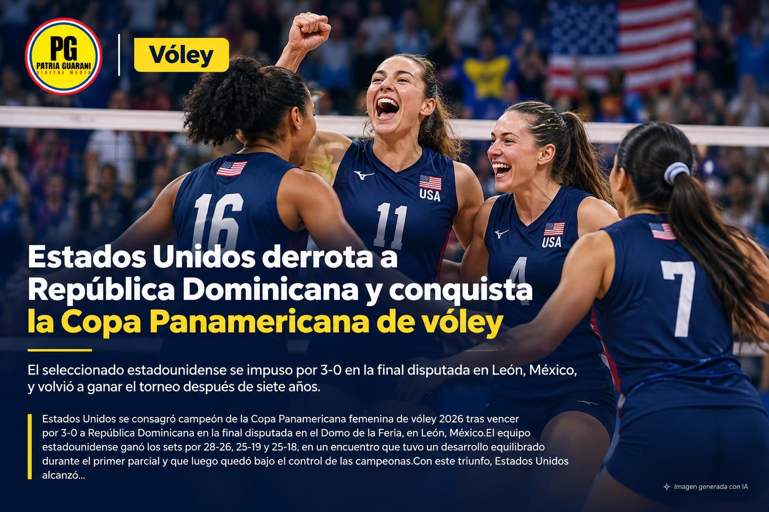 Estados Unidos derrota a República Dominicana y conquista la Copa Panamericana de vóley