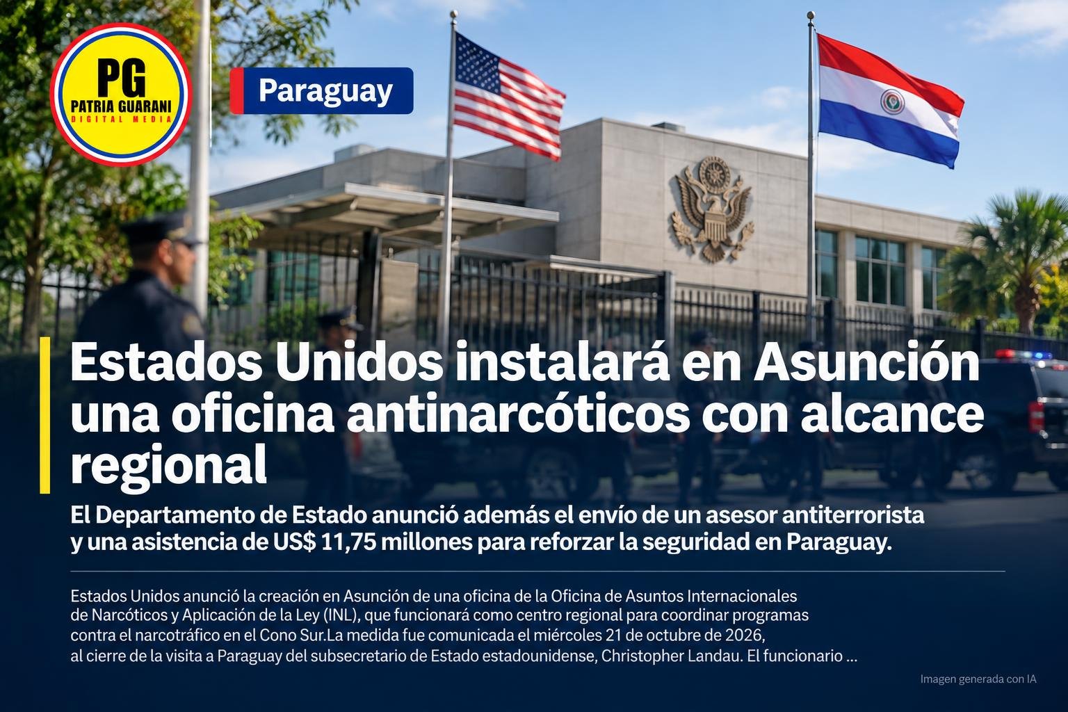 Estados Unidos instalará en Asunción una oficina antinarcóticos con alcance regional
