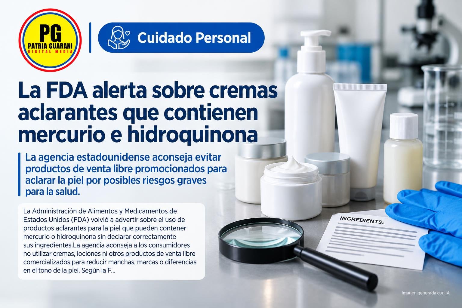 La FDA alerta sobre cremas aclarantes que contienen mercurio e hidroquinona