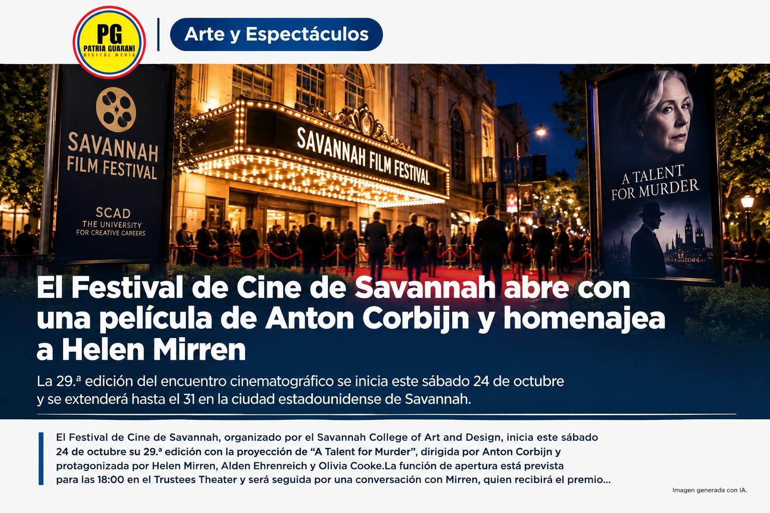 El Festival de Cine de Savannah abre con una película de Anton Corbijn y homenajea a Helen Mirren