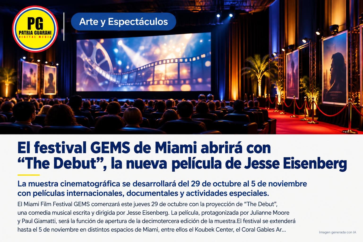 El festival GEMS de Miami abrirá con “The Debut”, la nueva película de Jesse Eisenberg