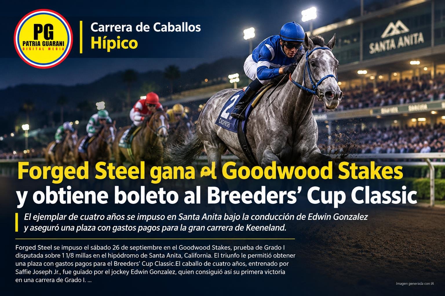 Forged Steel gana el Goodwood Stakes y obtiene boleto al Breeders’ Cup Classic