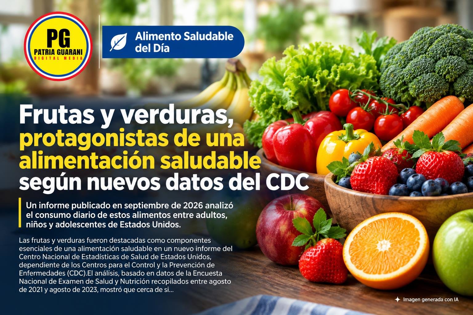 Frutas y verduras, protagonistas de una alimentación saludable según nuevos datos del CDC