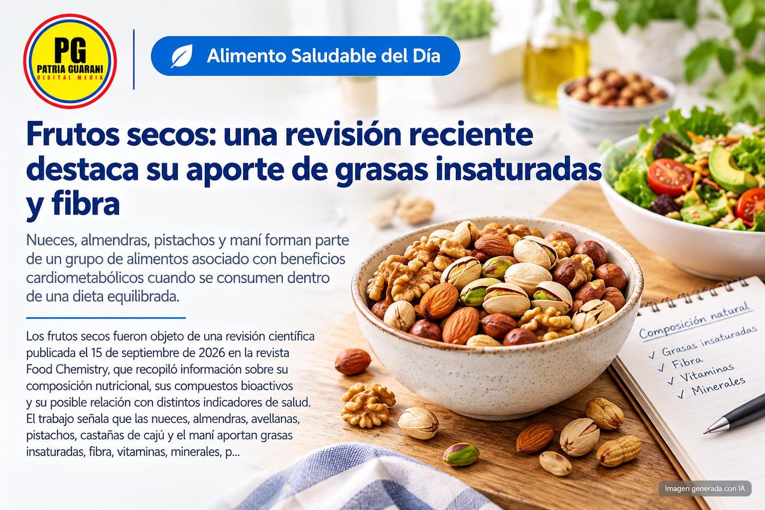 Frutos secos: una revisión reciente destaca su aporte de grasas insaturadas y fibra