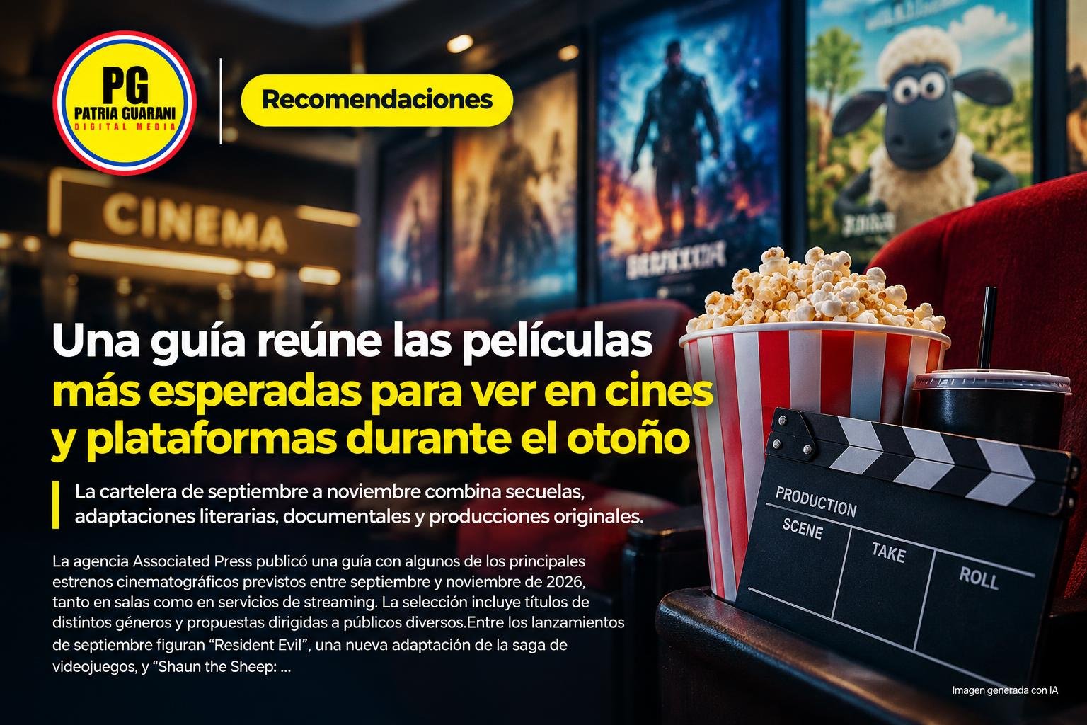 Una guía reúne las películas más esperadas para ver en cines y plataformas durante el otoño