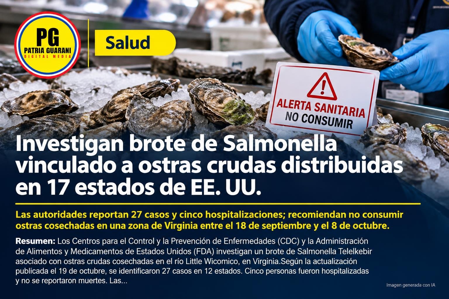 Investigan brote de Salmonella vinculado a ostras crudas distribuidas en 17 estados de EE. UU.
