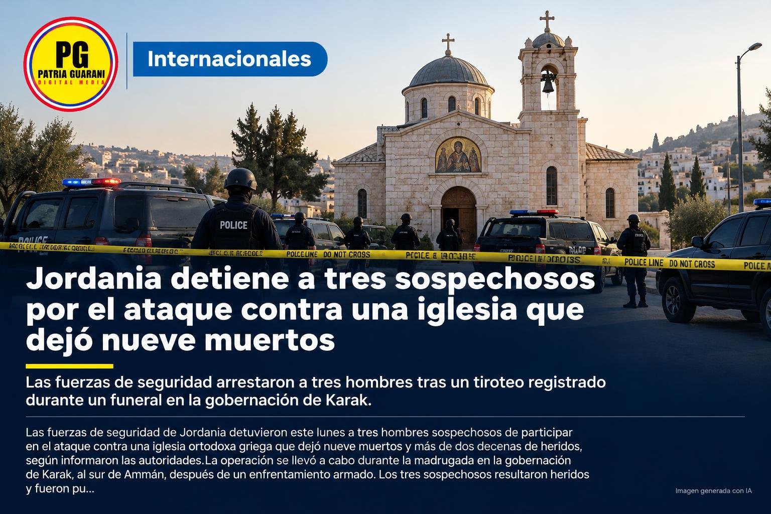 Jordania detiene a tres sospechosos por el ataque contra una iglesia que dejó nueve muertos