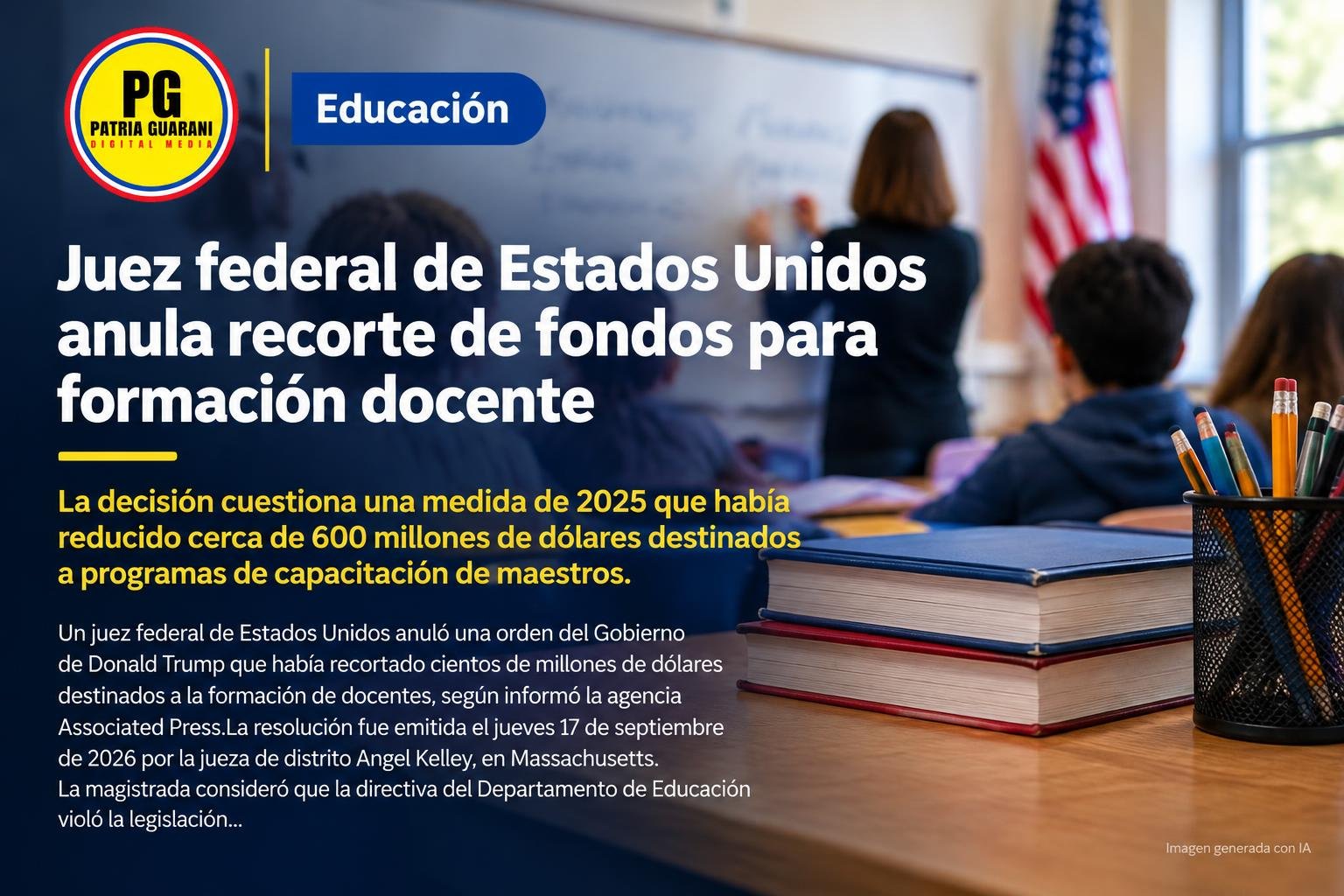 Juez federal de Estados Unidos anula recorte de fondos para formación docente