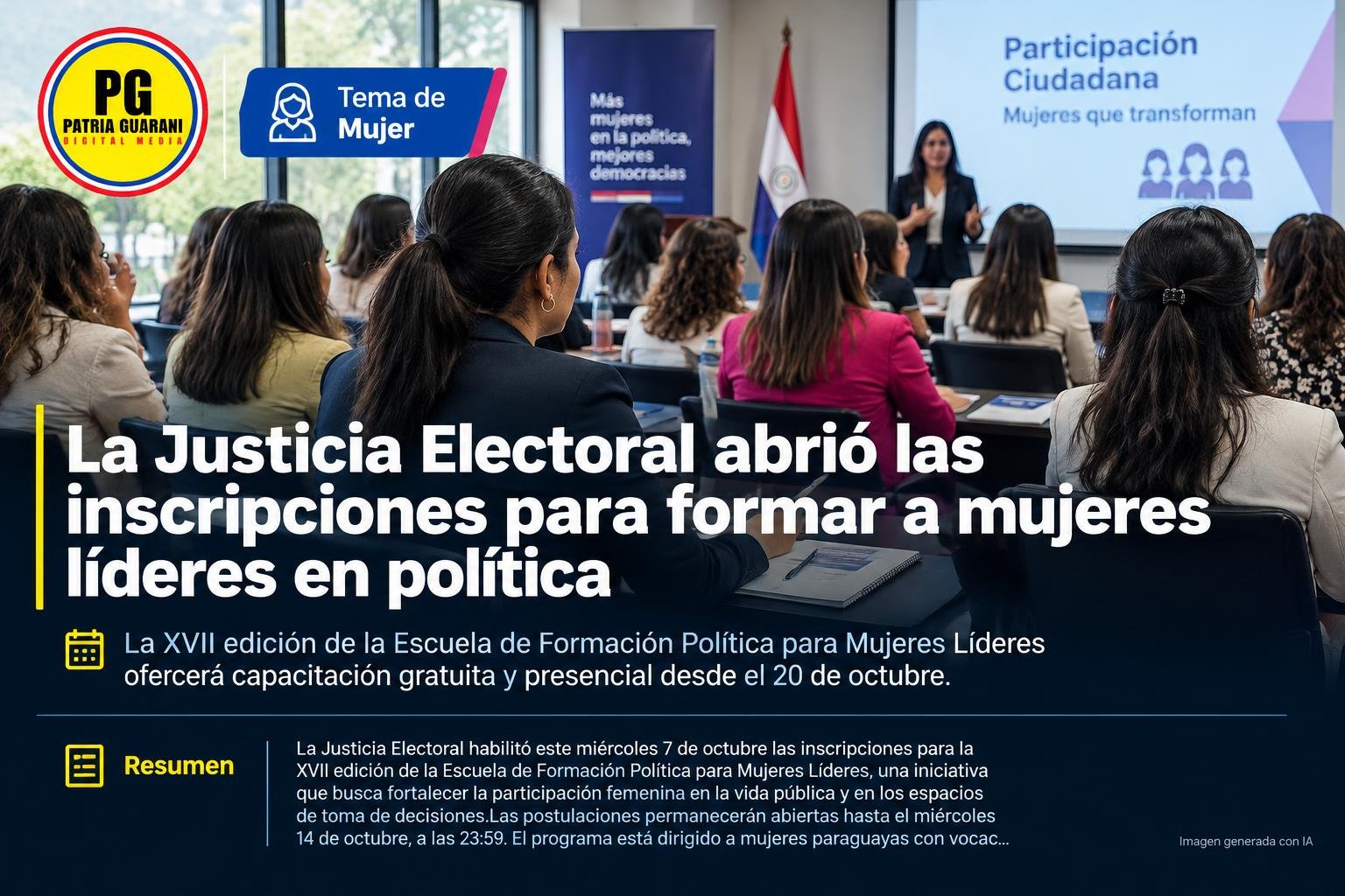 La Justicia Electoral abrió las inscripciones para formar a mujeres líderes en política