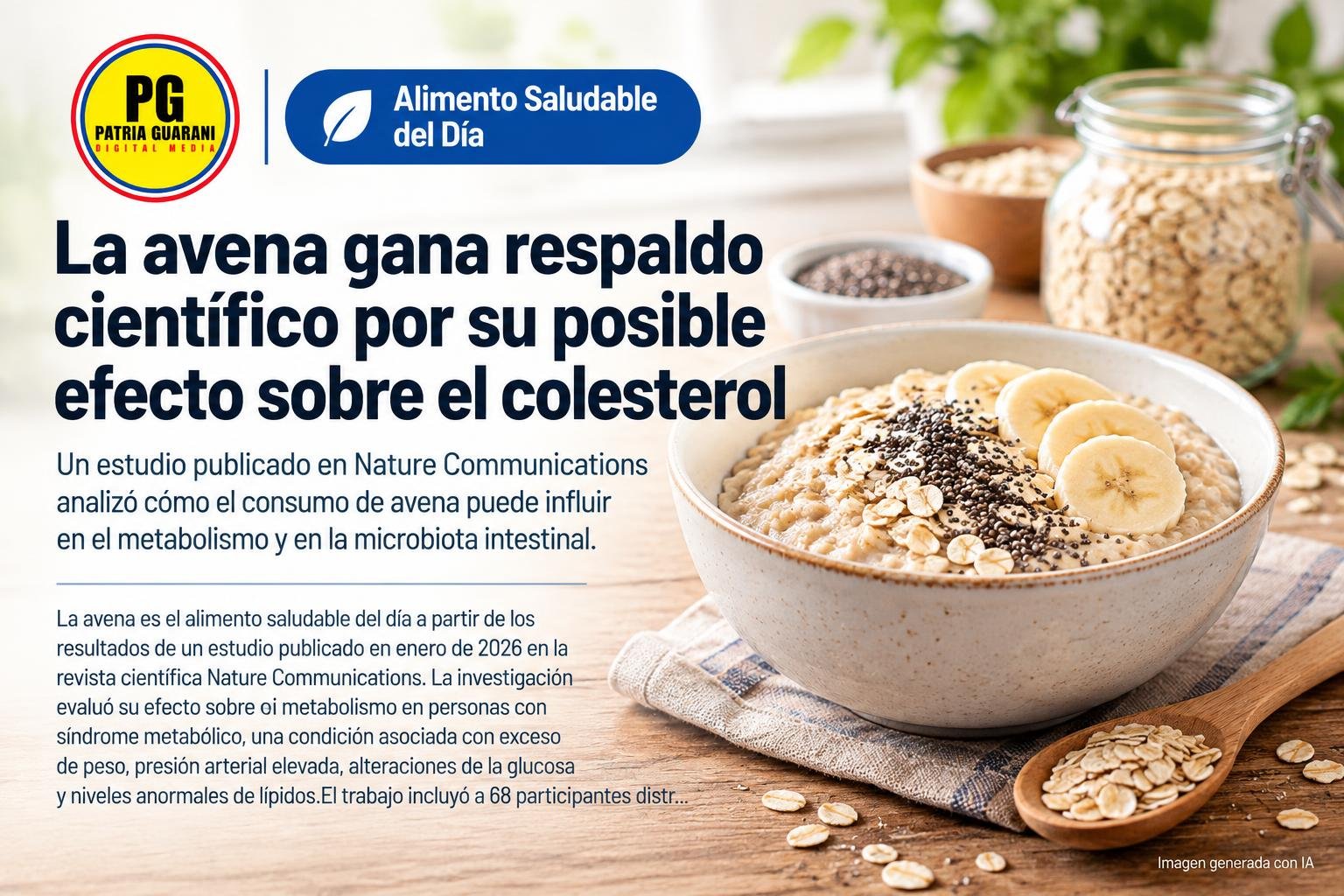 La avena gana respaldo científico por su posible efecto sobre el colesterol
