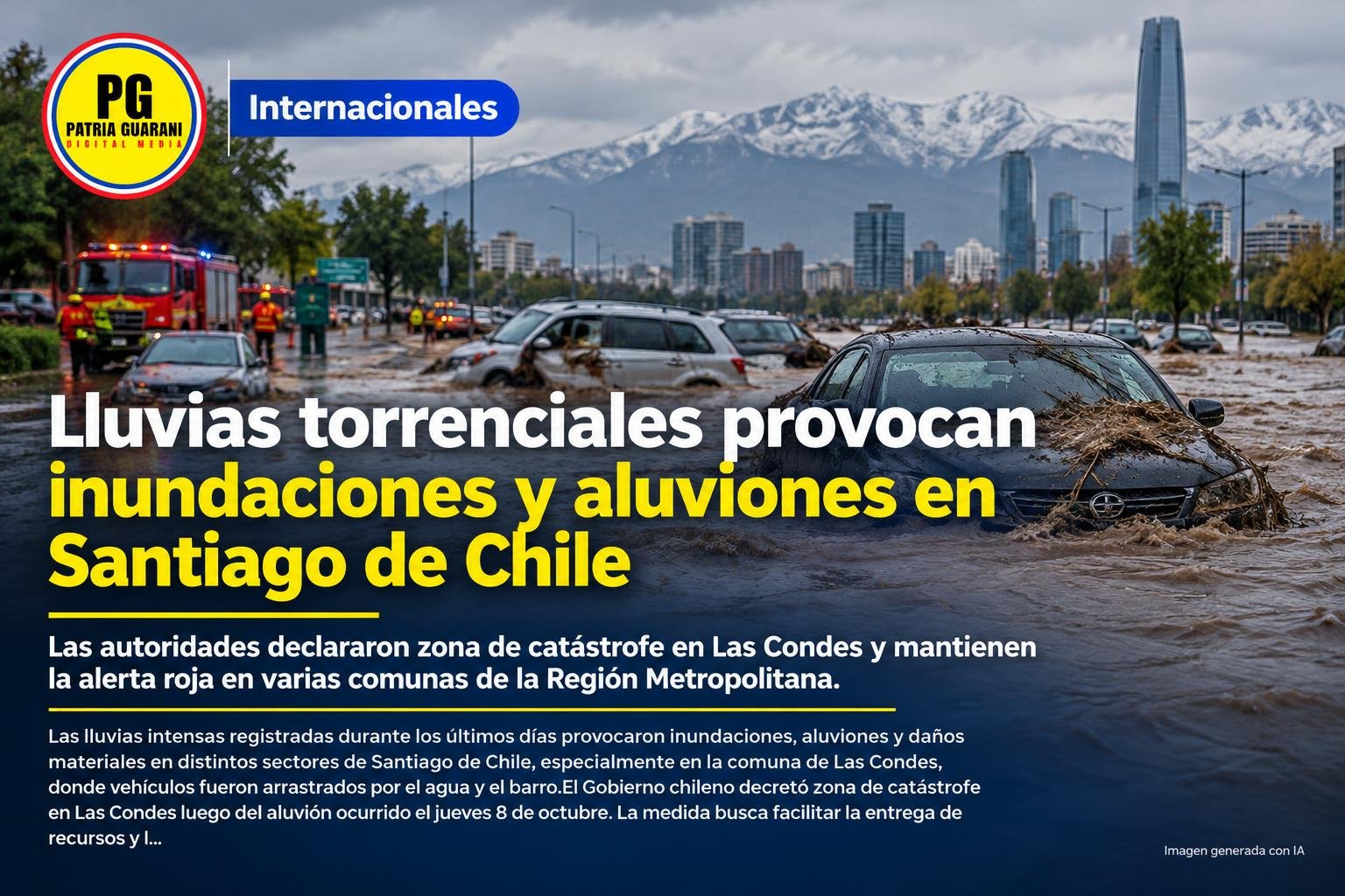 Lluvias torrenciales provocan inundaciones y aluviones en Santiago de Chile