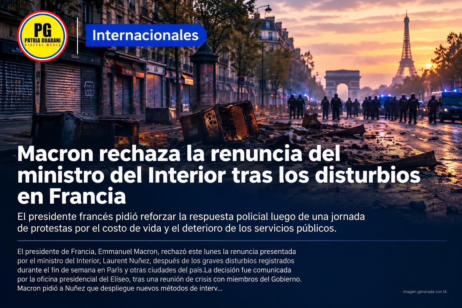 Macron rechaza la renuncia del ministro del Interior tras los disturbios en Francia