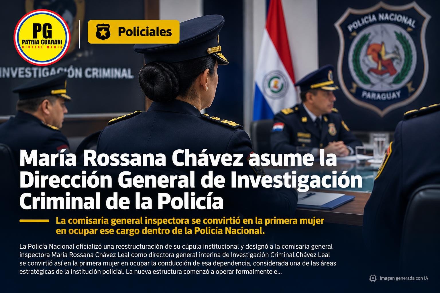 María Rossana Chávez asume la Dirección General de Investigación Criminal de la Policía