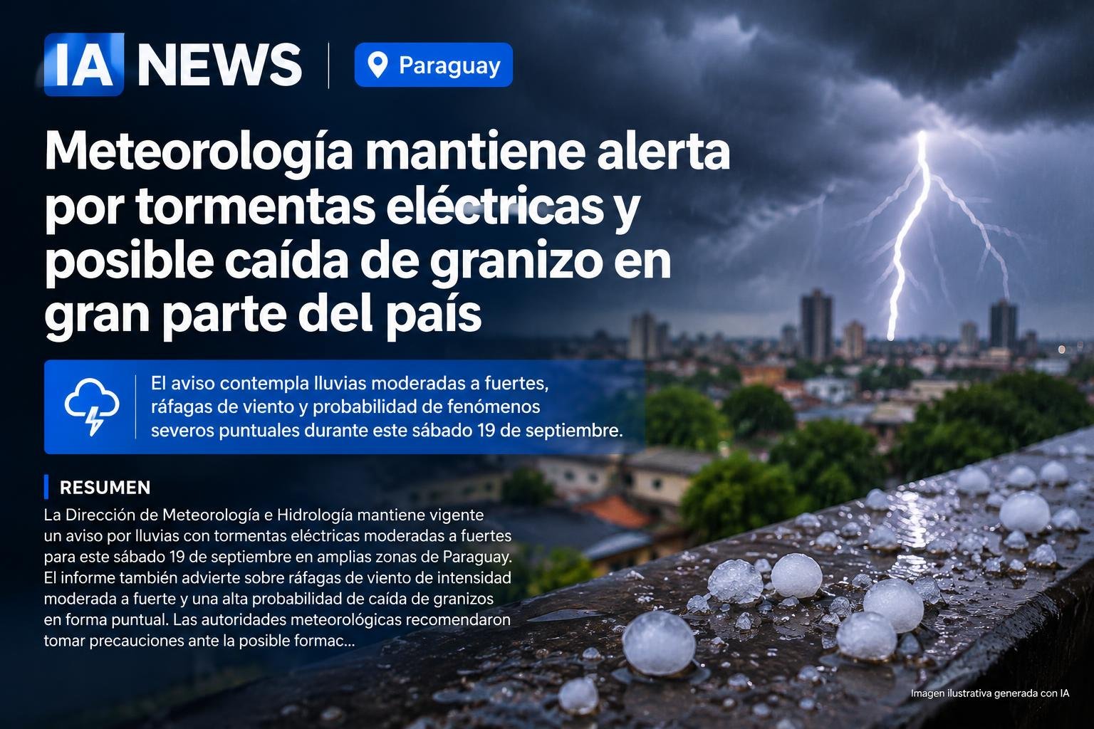 Meteorología mantiene alerta por tormentas eléctricas y posible caída de granizo en gran parte del país