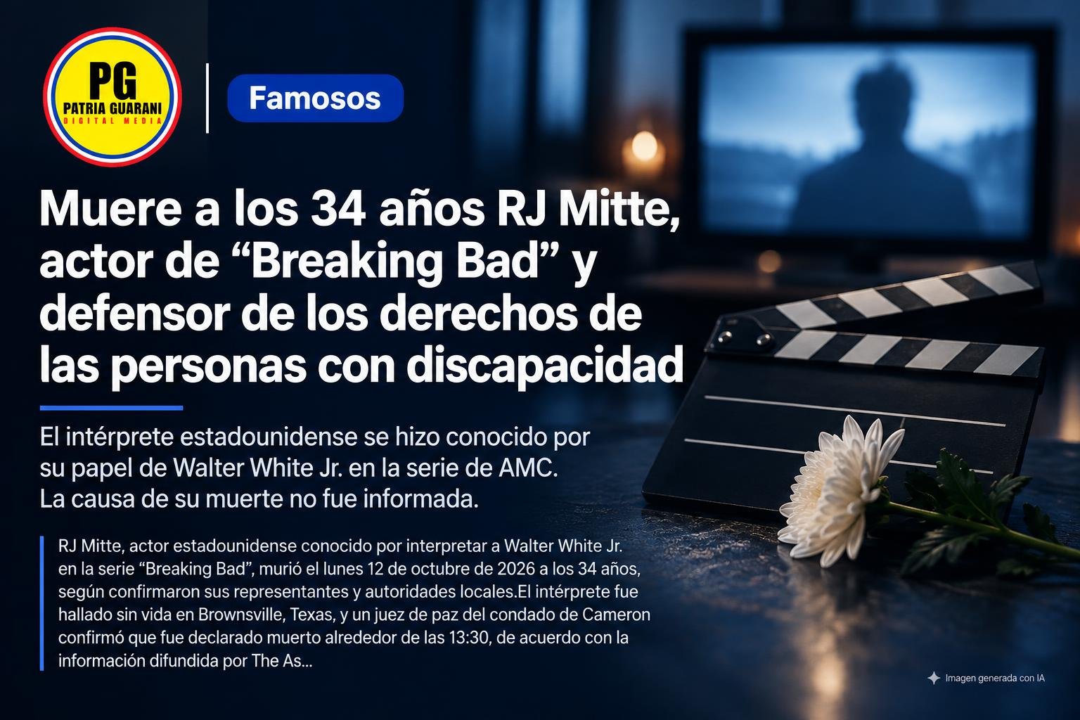 Muere a los 34 años RJ Mitte, actor de “Breaking Bad” y defensor de los derechos de las personas con discapacidad