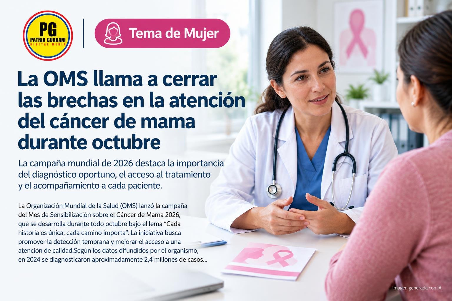 La OMS llama a cerrar las brechas en la atención del cáncer de mama durante octubre