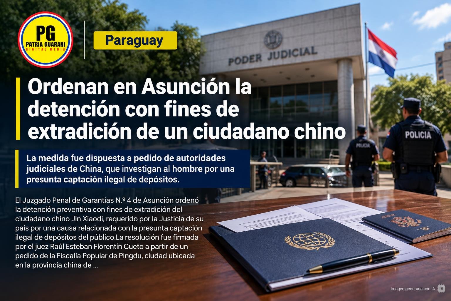 Ordenan en Asunción la detención con fines de extradición de un ciudadano chino