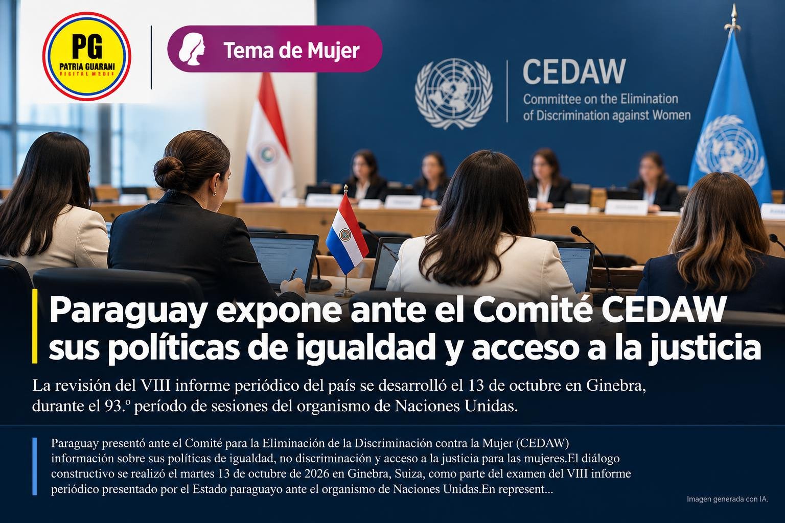 Paraguay expone ante el Comité CEDAW sus políticas de igualdad y acceso a la justicia