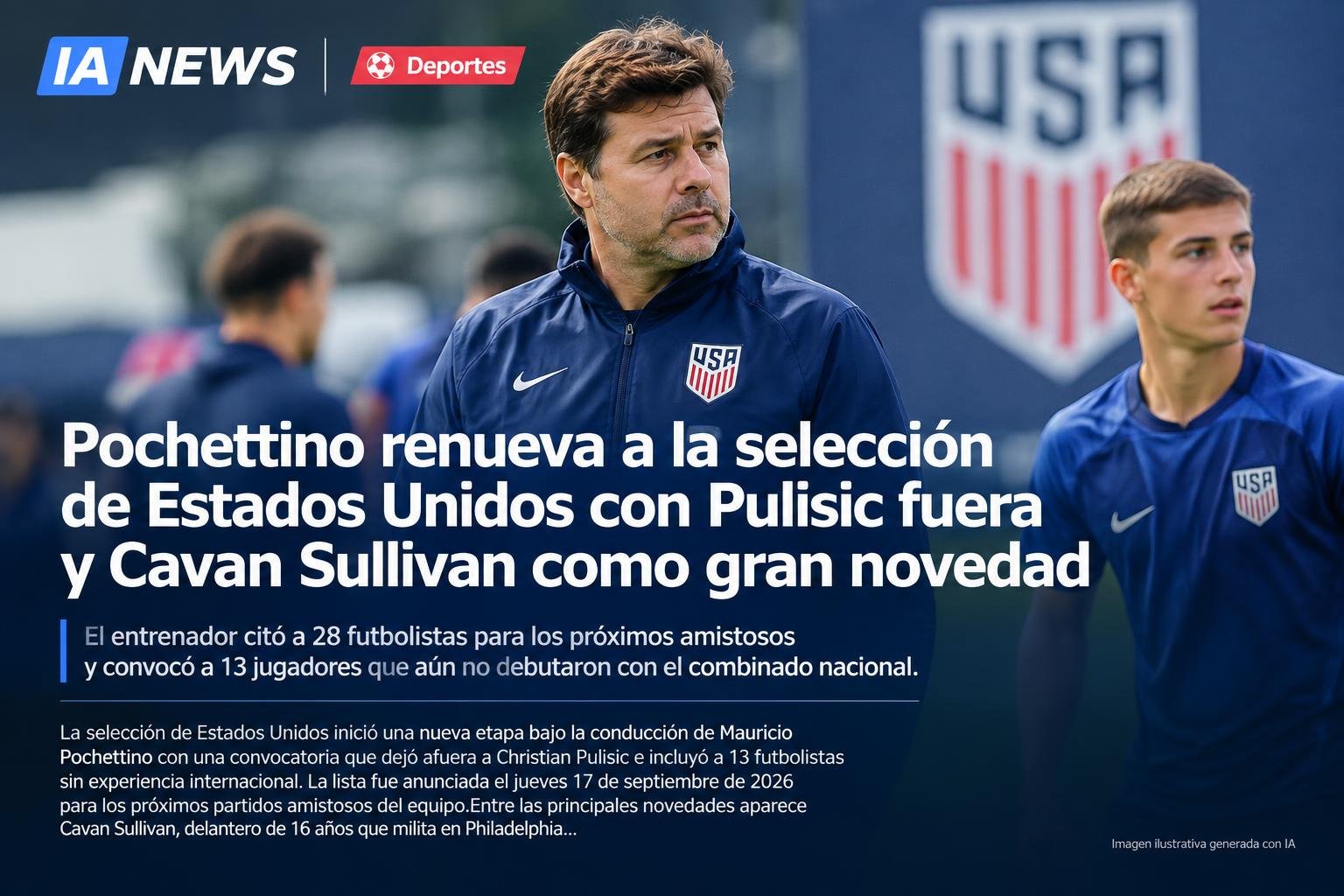 Pochettino renueva a la selección de Estados Unidos con Pulisic fuera y Cavan Sullivan como gran novedad