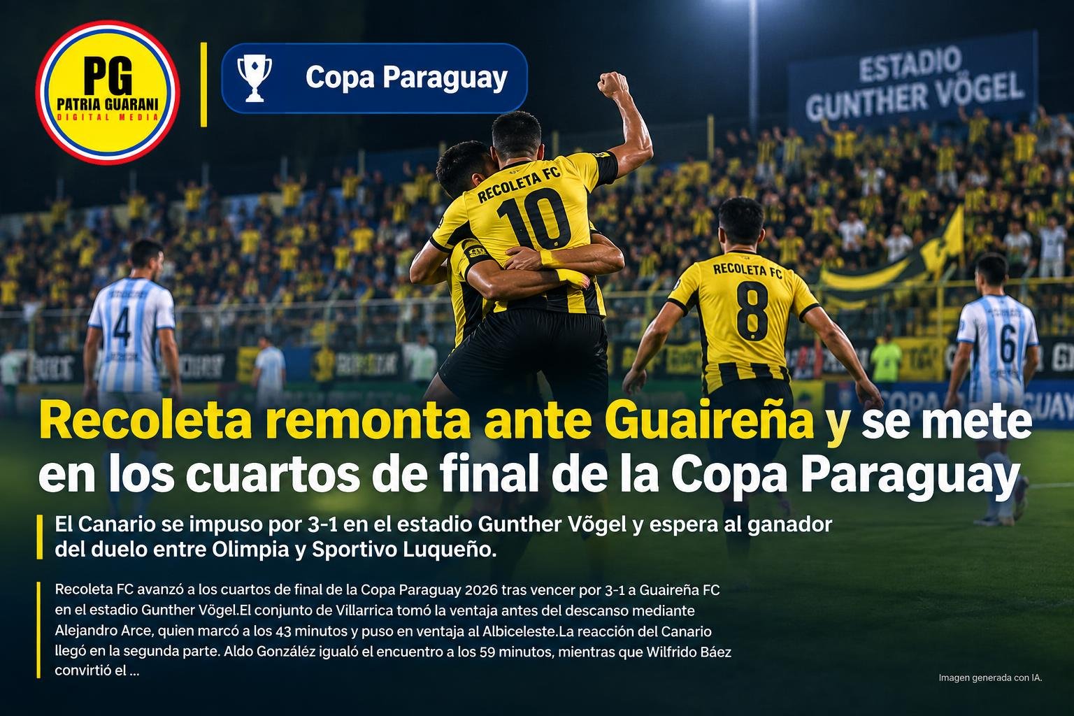 Recoleta remonta ante Guaireña y se mete en los cuartos de final de la Copa Paraguay