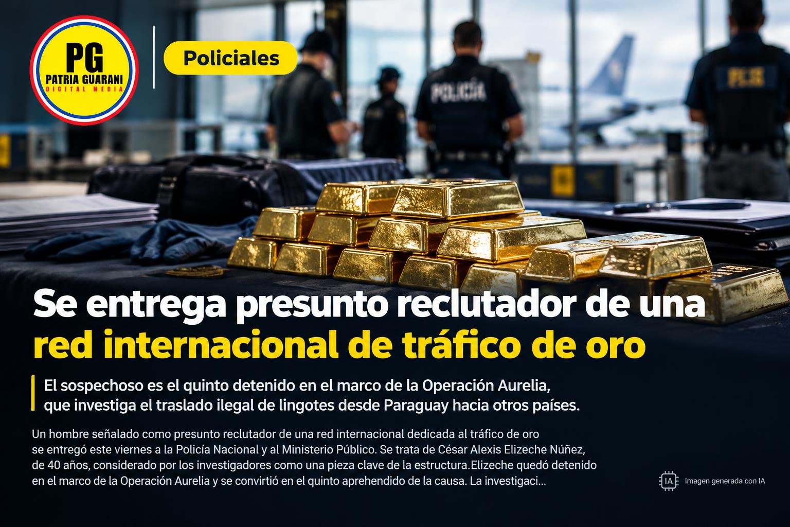 Se entrega presunto reclutador de una red internacional de tráfico de oro