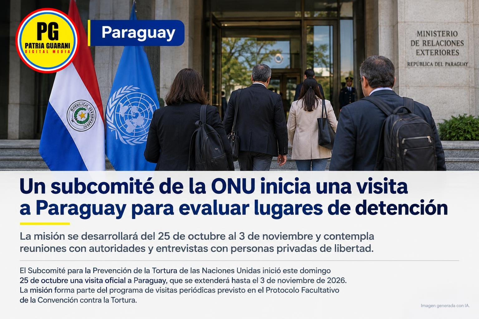 Un subcomité de la ONU inicia una visita a Paraguay para evaluar lugares de detención