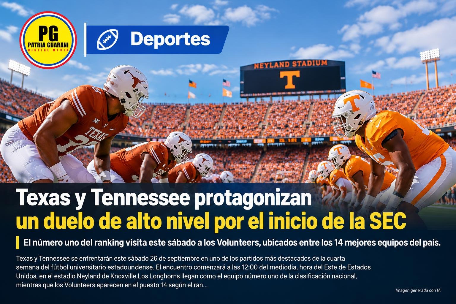 Texas y Tennessee protagonizan un duelo de alto nivel por el inicio de la SEC