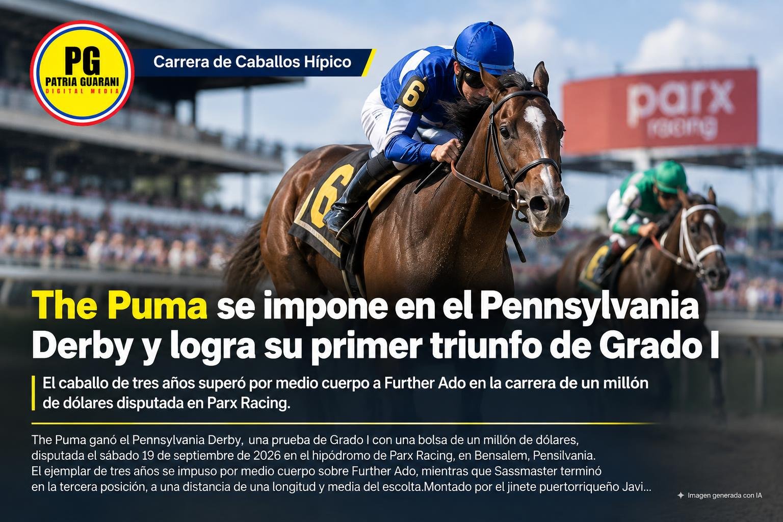 The Puma se impone en el Pennsylvania Derby y logra su primer triunfo de Grado I